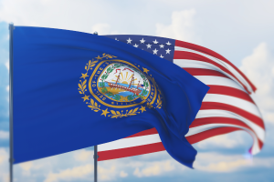 New Hampshire and U.S. flags