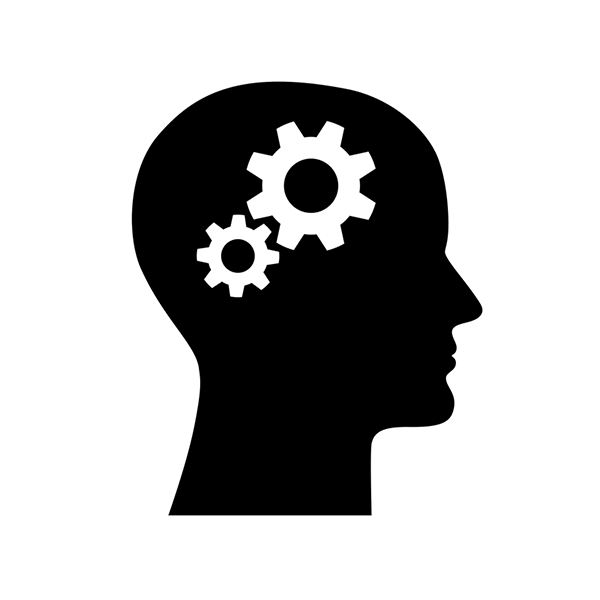 head with gears inside mental health icon