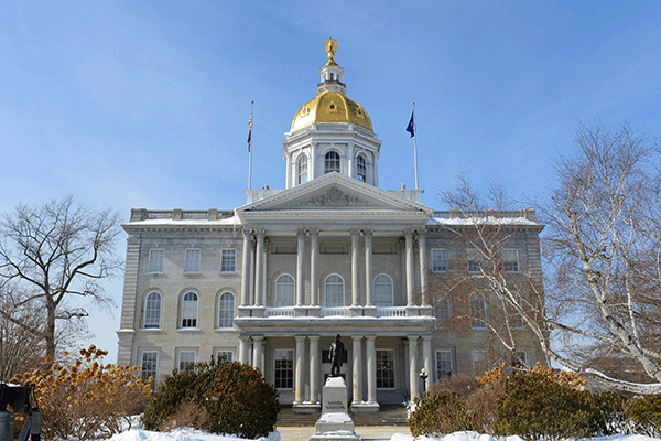 NH Statehouse in Concord in winter